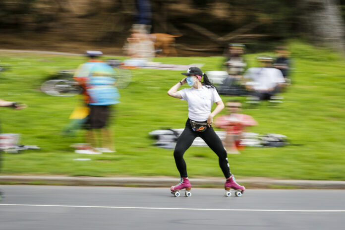 A roller-skater in Golden Gate Park