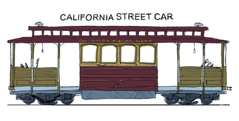 Illustration of a California Street car.